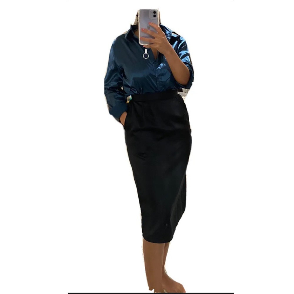 70s Vintage Simone Alexander for Patty Woodard Black Silky Skirt